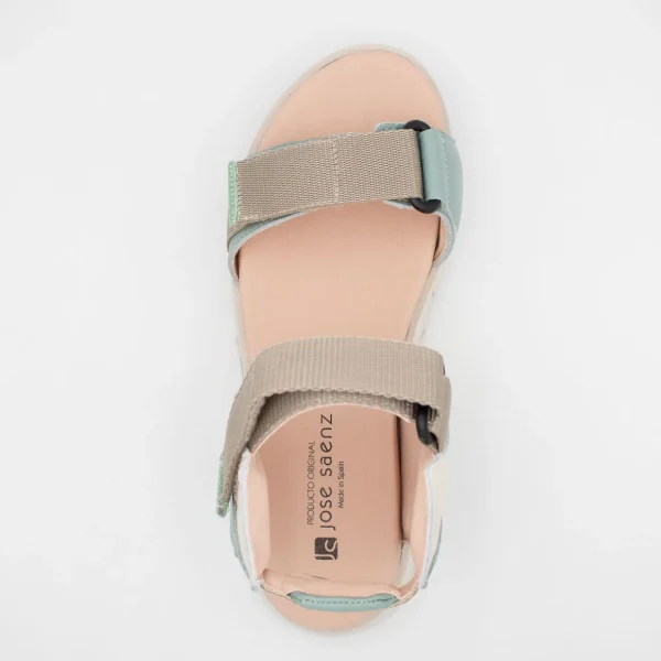 Jose Saenz Beige & Turquoise Velcro Sandal – Stylish & Trendy