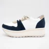 Jose Saenz Navy & Beige Runner – Suede & Textured Leather