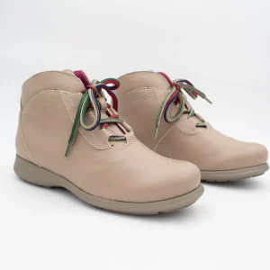 Jose Saenz Rural Taupe Lace-Up Ankle Boots with Natural Sole