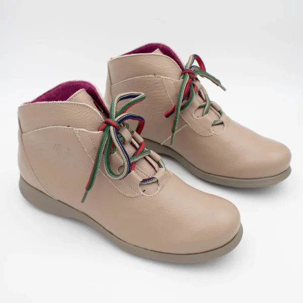 Jose Saenz Rural Taupe Lace-Up Ankle Boots with Natural Sole