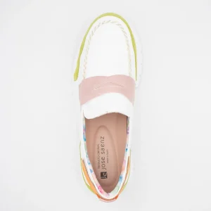 Jose Saenz White & Green Moccasin-Style Shoe – Sporty & Chic