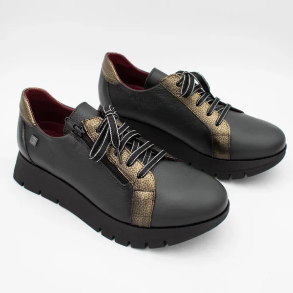 Jose Saenz Women's Khaki Lace-Up Shoes with Gold Accents