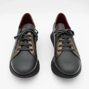 Jose Saenz Women's Khaki Lace-Up Shoes with Gold Accents