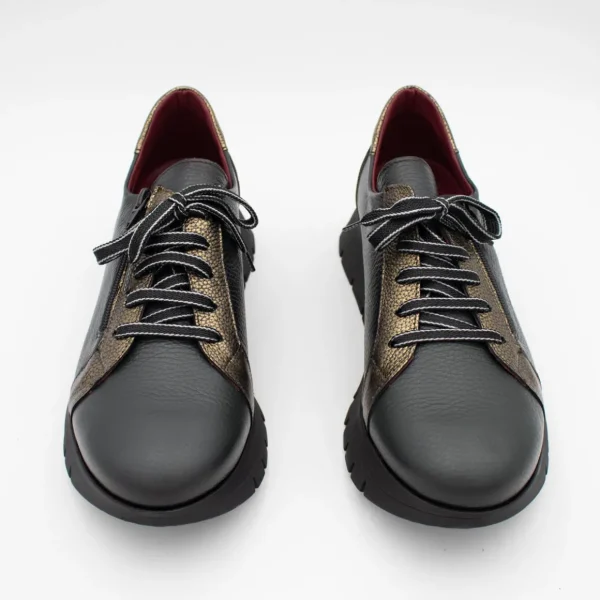 Jose Saenz Women's Khaki Lace-Up Shoes with Gold Accents