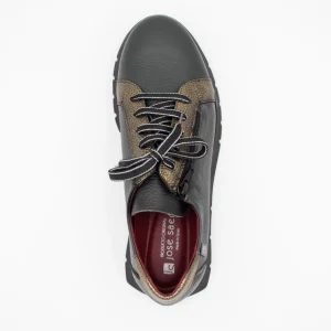 Jose Saenz Women's Khaki Lace-Up Shoes with Gold Accents