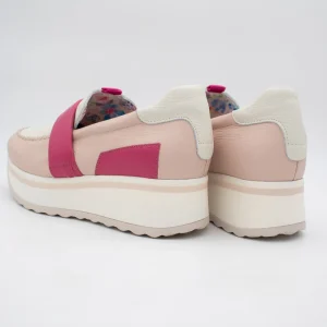 Jose Saenz Women’s Slip-On Moccasin – Off-White & Pink Elegance