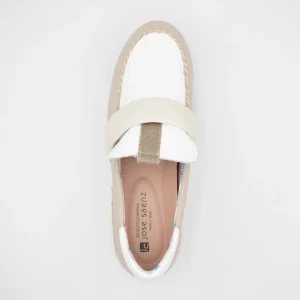 Jose Saenz Women’s Slip-On Moccasin – White, Beige & Cream