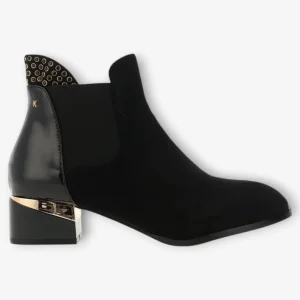 Kate Appleby Alice Black Ankle Boots with Gold Detailing and Block Heel