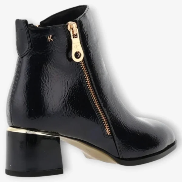 Kate Appleby Navy Faux Patent Leather Ankle Boots with Gold Metal