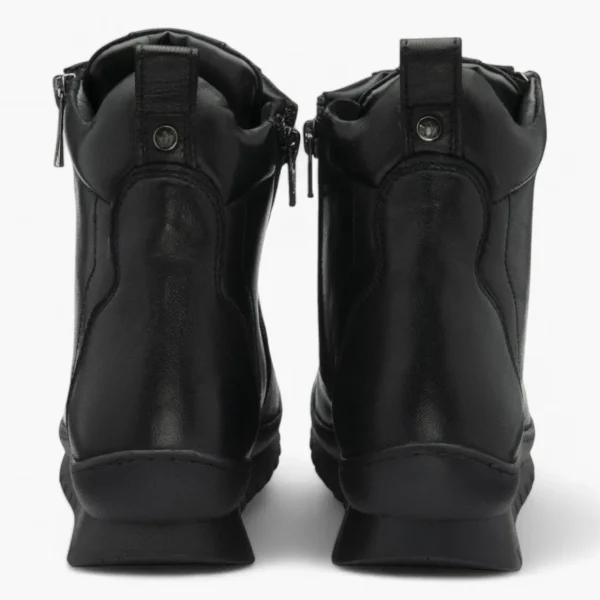 Lotus Corsica Black Leather Ankle Boots for Women