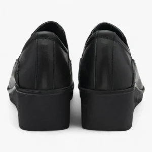 Lotus Delmar Black Leather Wedge Shoes for Women