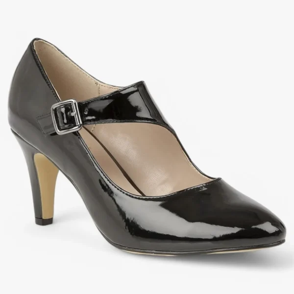 Lotus Laurana Black Patent Court Shoe – Chic & Secure