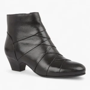 Lotus Tara Black Leather Ankle Boots for Women