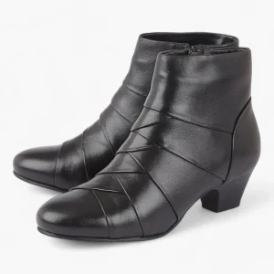 Lotus Tara Black Leather Ankle Boots for Women