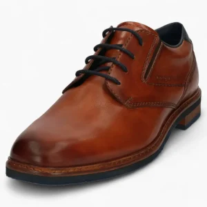 Maik Exko Men's Cognac Leather Business Derby Shoes – Extra Wide Fit, Removable Insole