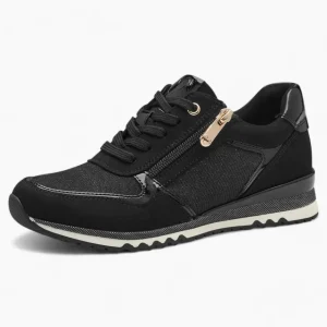 Marco Tozzi All-Black Runner – Dressy with Gold Zipper