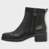 Marco Tozzi Black Ankle Boots with Block Heel and Side Zip