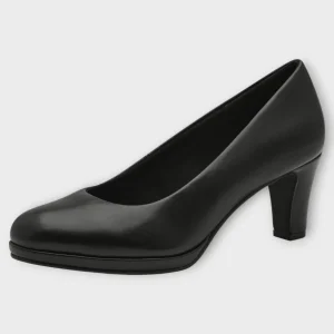 Marco Tozzi Black Heels with Platform and Rounded Toe