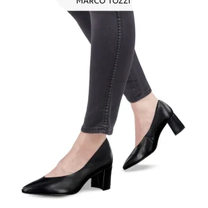 Marco Tozzi Black Leather Block Heel – Elegant & Comfortable