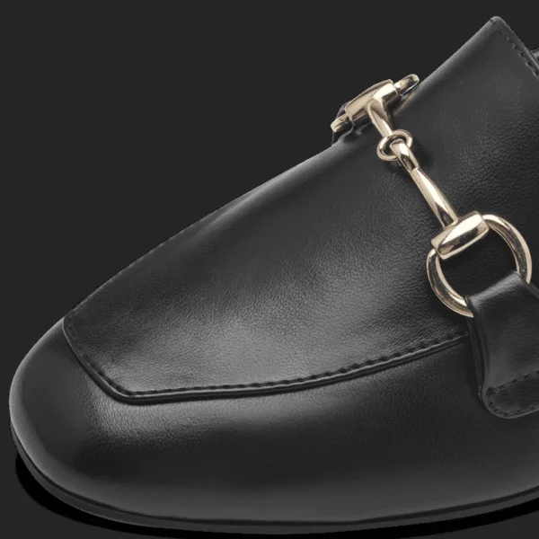 Marco Tozzi Black Matte Loafer: Timeless Elegance with a Golden Touch