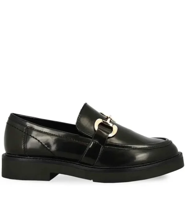 Marco Tozzi Black Moccasins with Metallic Detail