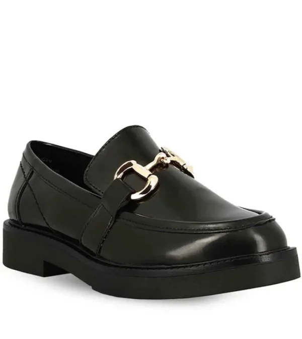 Marco Tozzi Black Moccasins with Metallic Detail