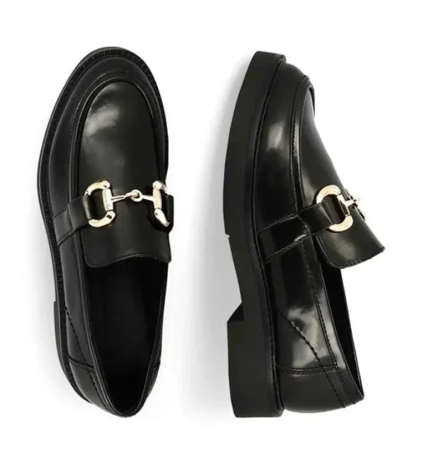 Marco Tozzi Black Moccasins with Metallic Detail