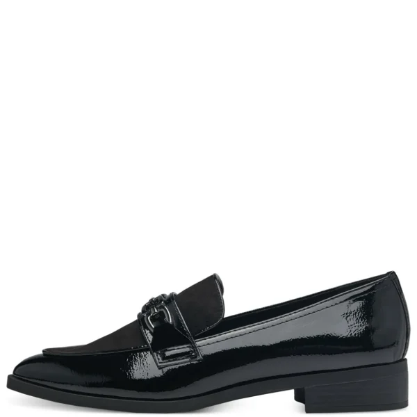 Marco Tozzi Black Patent & Suede Loafer – Chic & Comfortable