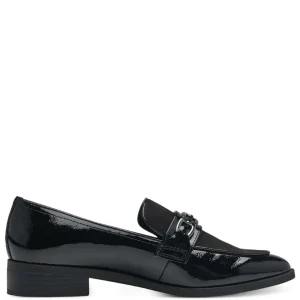 Marco Tozzi Black Patent & Suede Loafer – Chic & Comfortable