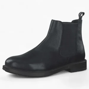 Marco Tozzi by Guido Maria Kretschmer Men's Leather Chelsea Boots – Black, Comfort Fit