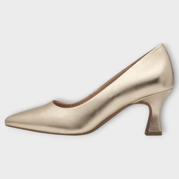 Marco Tozzi Gold Kitten Heels with Pointed Toe - Stylish & Comfortable