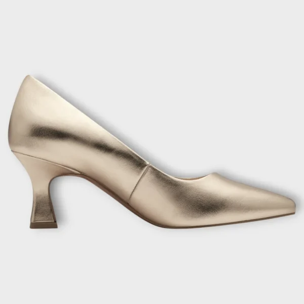 Marco Tozzi Gold Kitten Heels with Pointed Toe - Stylish & Comfortable