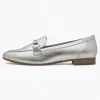 Marco Tozzi Metallic Silver Loafers – Vegan, Cushioned Comfort