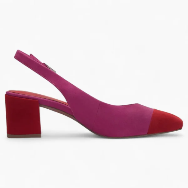 Marco Tozzi Pink & Red Slingback Heel – Colour Block Design