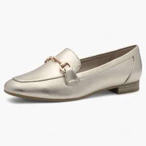 Marco Tozzi Platinum Gold Loafers – Vegan, Cushioned Comfort