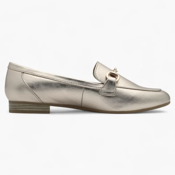 Marco Tozzi Platinum Gold Loafers – Vegan, Cushioned Comfort