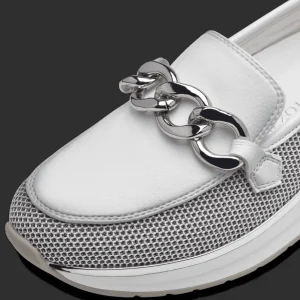 Marco Tozzi White Loafer with Silver Chain Detail and Wedge Sole