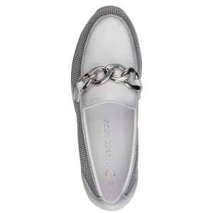 Marco Tozzi White Loafer with Silver Chain Detail and Wedge Sole