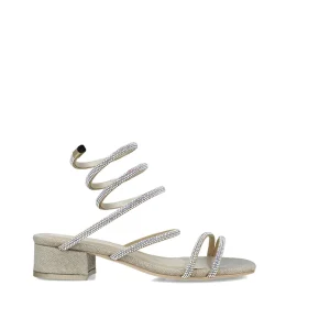 Menbur Gold Sandal with Spiral Diamante Strap