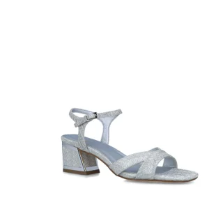 Menbur Silver Low Block Heel Sandal with Reflective Accents