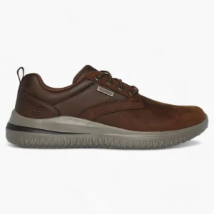 Men's Skechers Delson 3.0 - Glavine Brown Leather Trainers – Waterproof & Air-Cooled Comfort