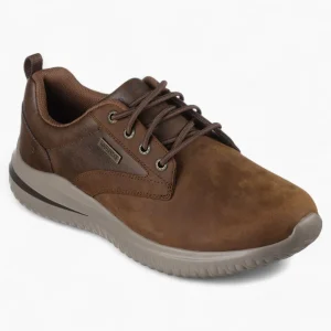 Men's Skechers Delson 3.0 - Glavine Brown Leather Trainers – Waterproof & Air-Cooled Comfort