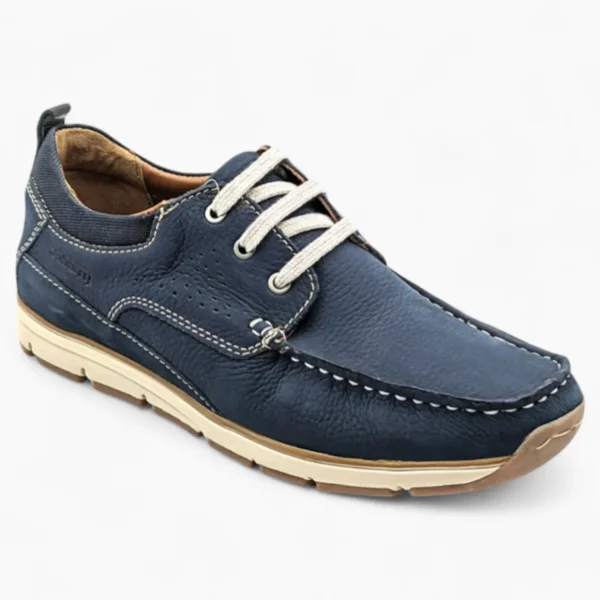 Navy Suede Casual Shoes with White Laces - Dubarry Matthew