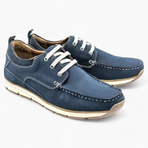 Navy Suede Casual Shoes with White Laces - Dubarry Matthew