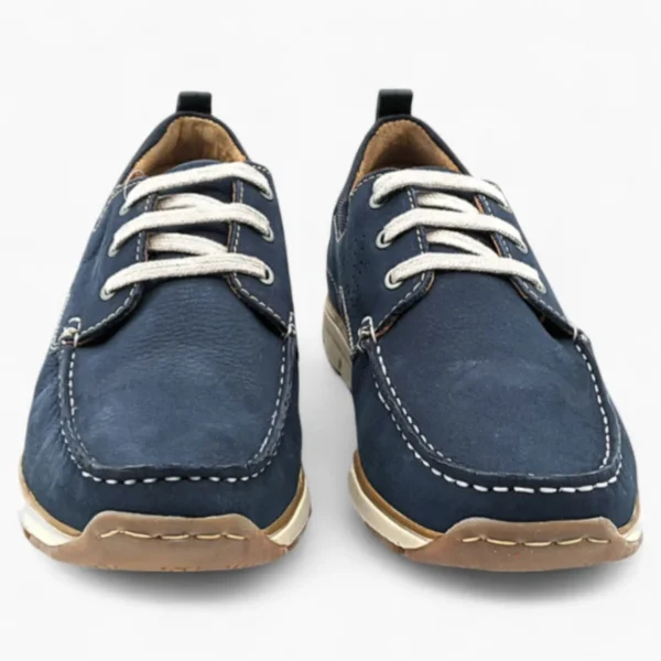 Navy Suede Casual Shoes with White Laces - Dubarry Matthew