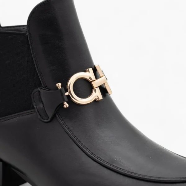 Nine 2 Five Black Ankle Boots with Gold Chain, Block Heel, Cushioned Comfort