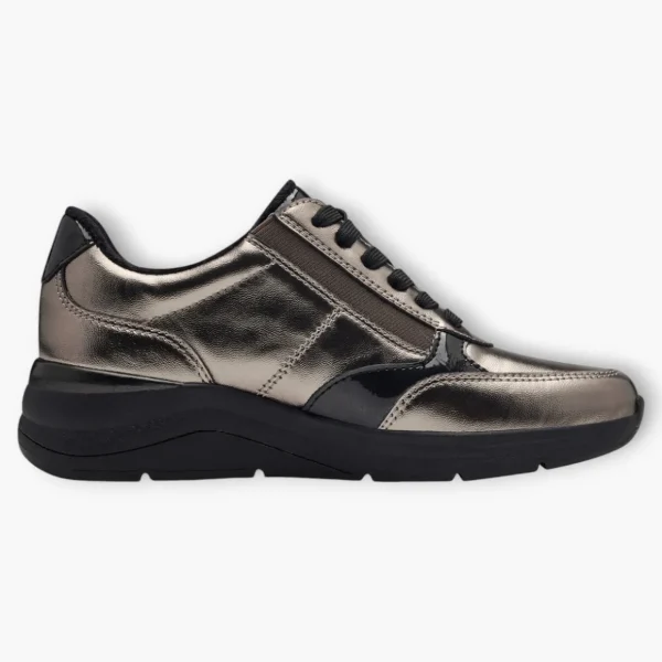 Pewter Women's Lace-Up Trainers with Black Details – Vegan Comfort Shoes