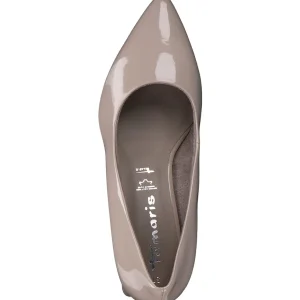 Pointed Toe Heel in Nude Patent