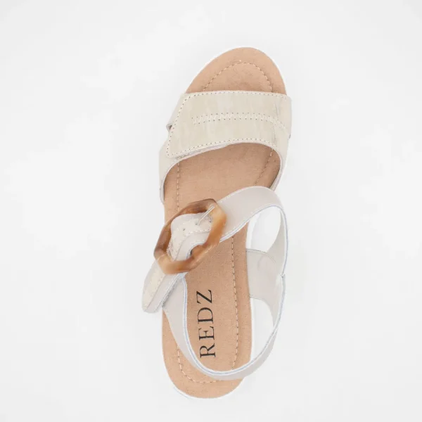 Redz Beige & Gold Wedge Sandal – Sporty Chic with Elegant Touch