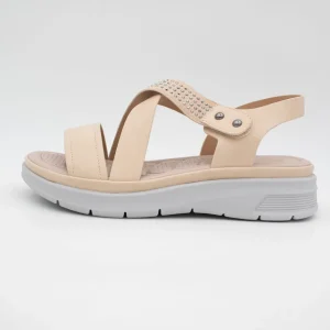 Redz Beige Summer Sandal – Cushioned Comfort with Glam Accents